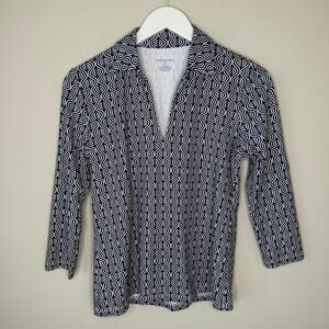 J. McLaughlin | Geometric Print Catalina Cloth Blouse Top Size Small